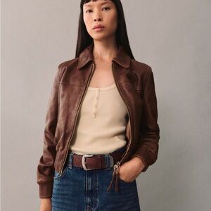NWT - Size S/M - Mango Leather Jacket